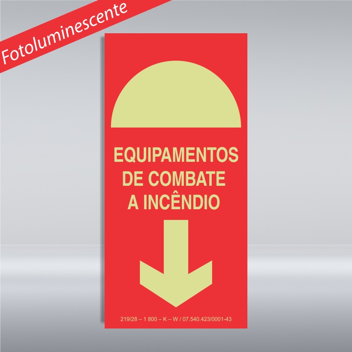 PLACA EQUIPAMENTOS DE COMBATE A INCÊNDIO - PVC -FOTOLUMINESCENTE